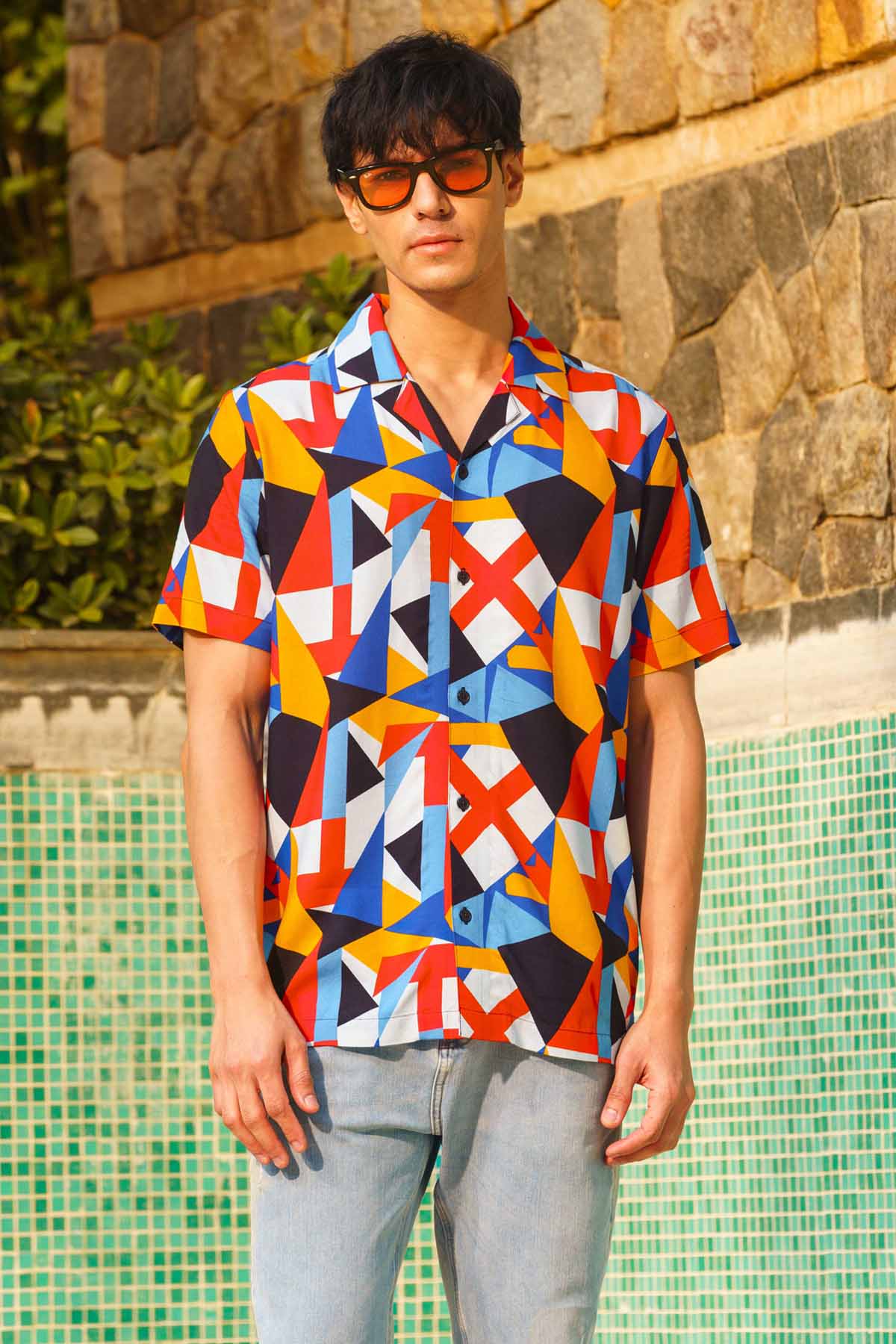 Sewtable Clothing Multicolor Digital Print Shirt for men online at ScrollnShops